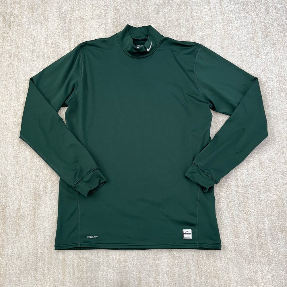 3 for $6 Y2K Nike Pro Long Sleeve Mockneck Green Shirt Top XL